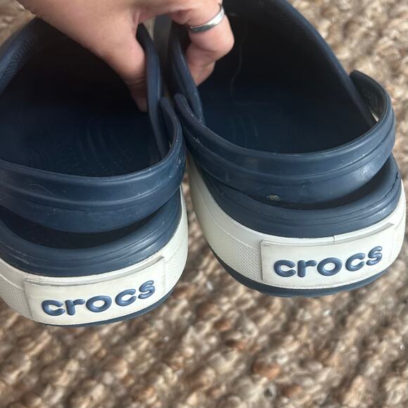 Crocs Crocband Clog Navy White Men\'s 13 Slip On Comfort Sandals EUC